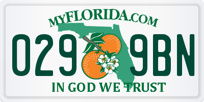 FL license plate 0299BN
