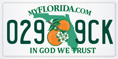 FL license plate 0299CK