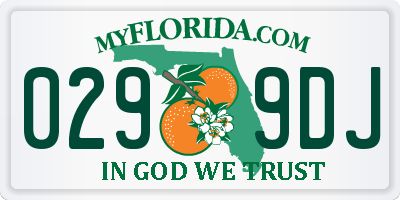 FL license plate 0299DJ