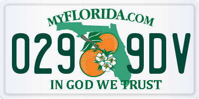 FL license plate 0299DV