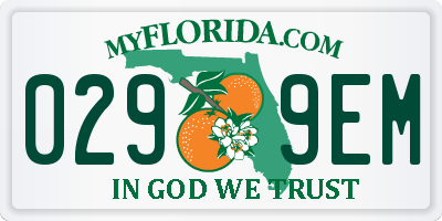 FL license plate 0299EM