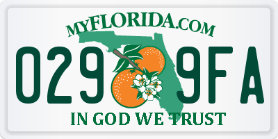 FL license plate 0299FA