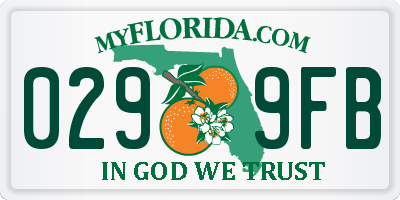 FL license plate 0299FB