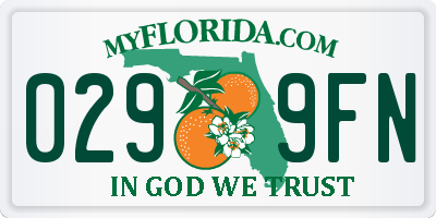 FL license plate 0299FN