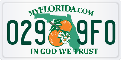 FL license plate 0299FO