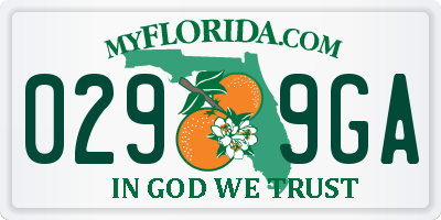 FL license plate 0299GA