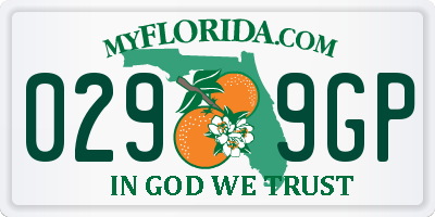 FL license plate 0299GP
