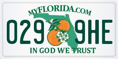 FL license plate 0299HE