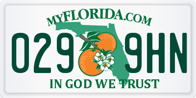FL license plate 0299HN