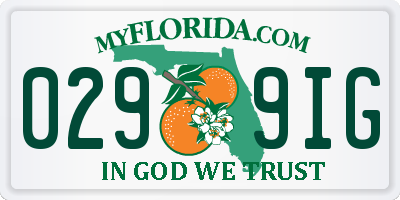FL license plate 0299IG