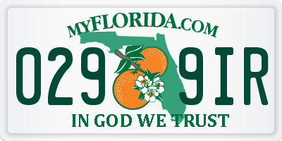 FL license plate 0299IR