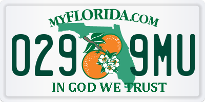 FL license plate 0299MU