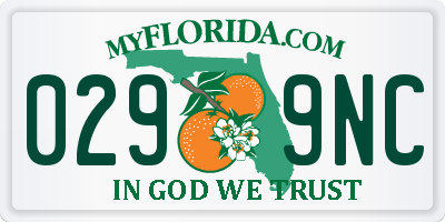 FL license plate 0299NC
