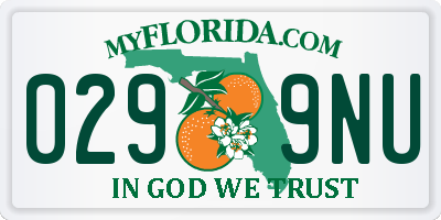 FL license plate 0299NU