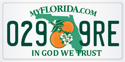 FL license plate 0299RE