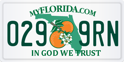 FL license plate 0299RN