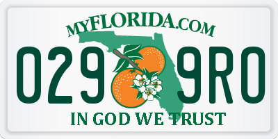 FL license plate 0299RO