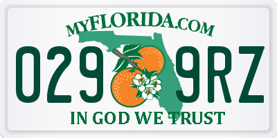 FL license plate 0299RZ