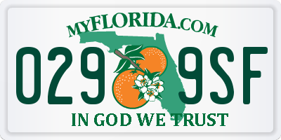 FL license plate 0299SF