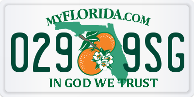 FL license plate 0299SG