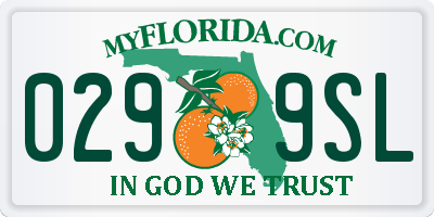 FL license plate 0299SL