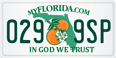 FL license plate 0299SP