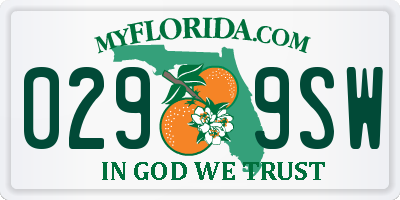 FL license plate 0299SW
