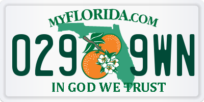 FL license plate 0299WN