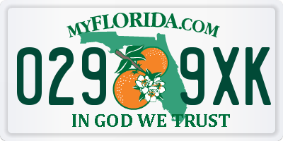 FL license plate 0299XK