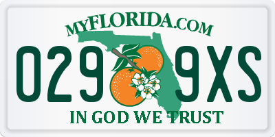 FL license plate 0299XS
