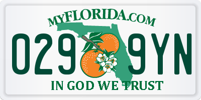 FL license plate 0299YN