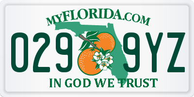 FL license plate 0299YZ