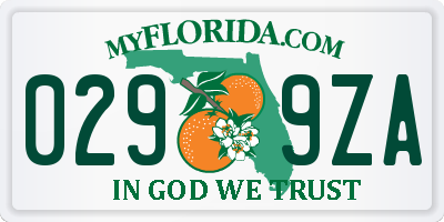 FL license plate 0299ZA