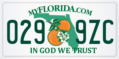 FL license plate 0299ZC