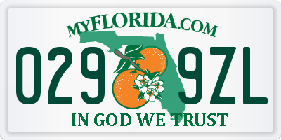 FL license plate 0299ZL