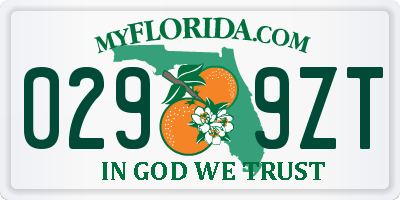 FL license plate 0299ZT