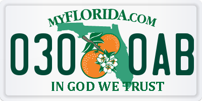 FL license plate 0300AB