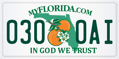 FL license plate 0300AI