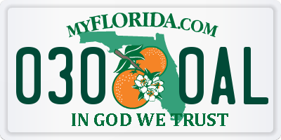 FL license plate 0300AL