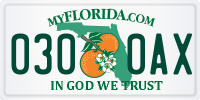 FL license plate 0300AX
