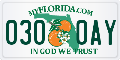 FL license plate 0300AY
