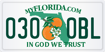 FL license plate 0300BL