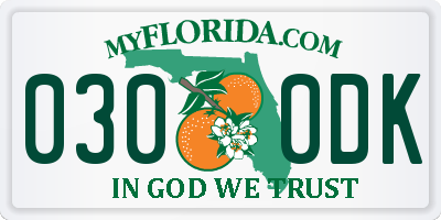 FL license plate 0300DK