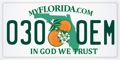 FL license plate 0300EM