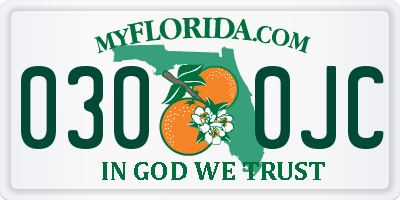 FL license plate 0300JC