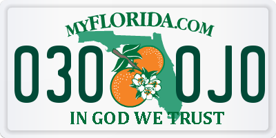 FL license plate 0300JO