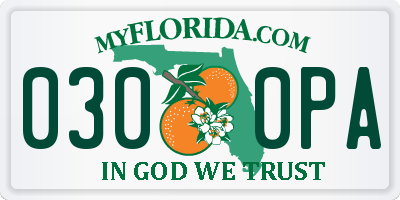 FL license plate 0300PA