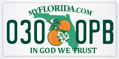 FL license plate 0300PB
