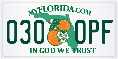 FL license plate 0300PF