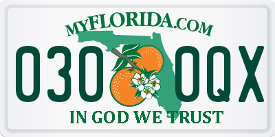 FL license plate 0300QX